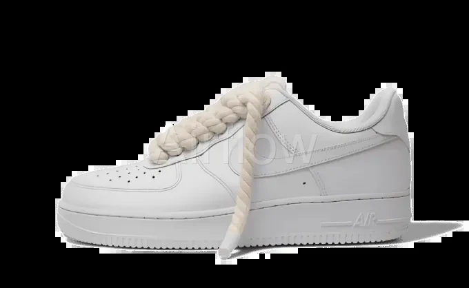AF1 WHITE – BLACK ROPE LACES — vista 2