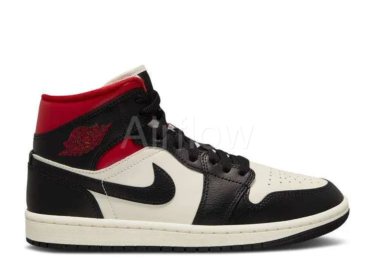 AIR JORDAN 1 MID 'BLACK SAIL GYM RED'