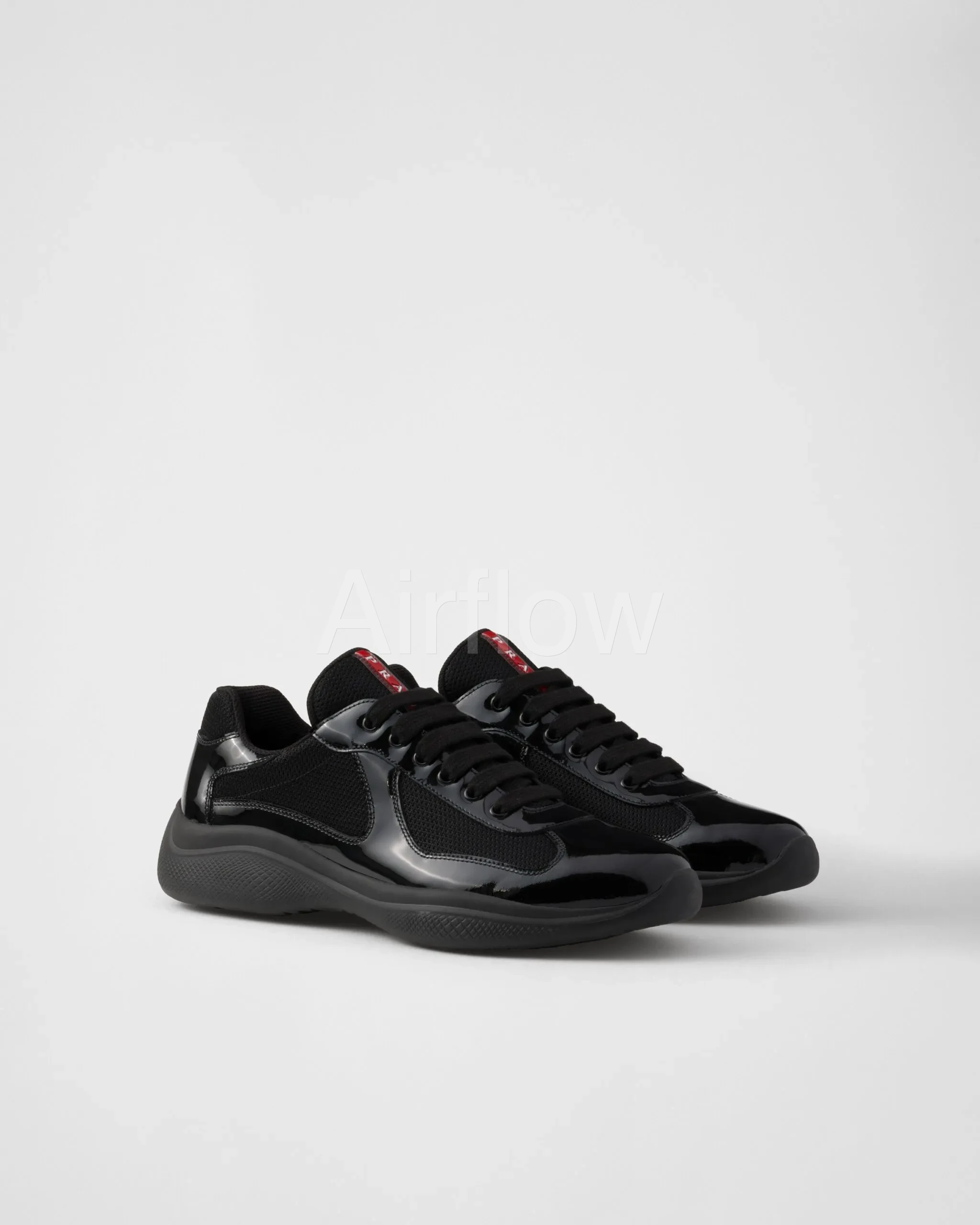 Black Patent Leather And Technical Fabric Prada America's Cup Sneakers | PRADA