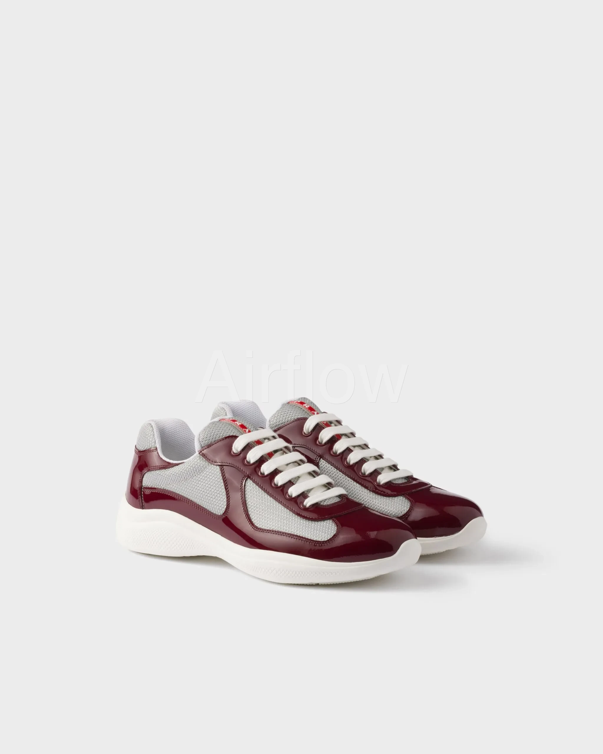 Burgundy-silver Patent Leather And Technical Fabric Prada America's Cup Sneakers | PRADA
