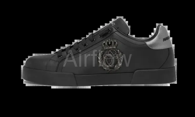 Calfskin nappa Portofino sneakers with crown patch Black — vista 2