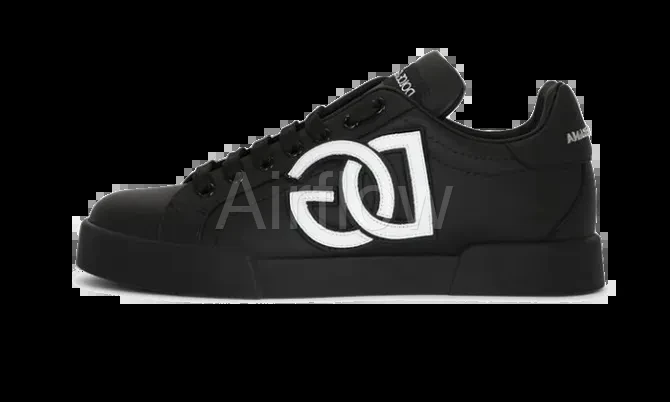 Calfskin Portofino sneakers with DG logo Black — vista 2
