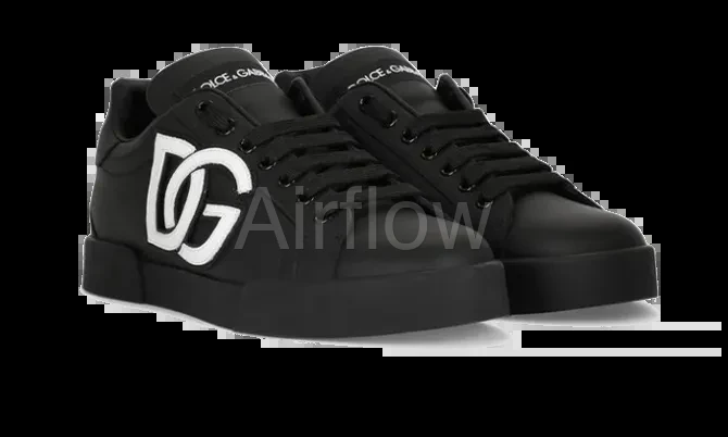 Calfskin Portofino sneakers with DG logo Black 4