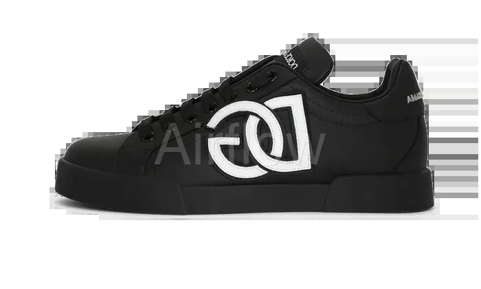 Calfskin Portofino sneakers with DG logo Black
