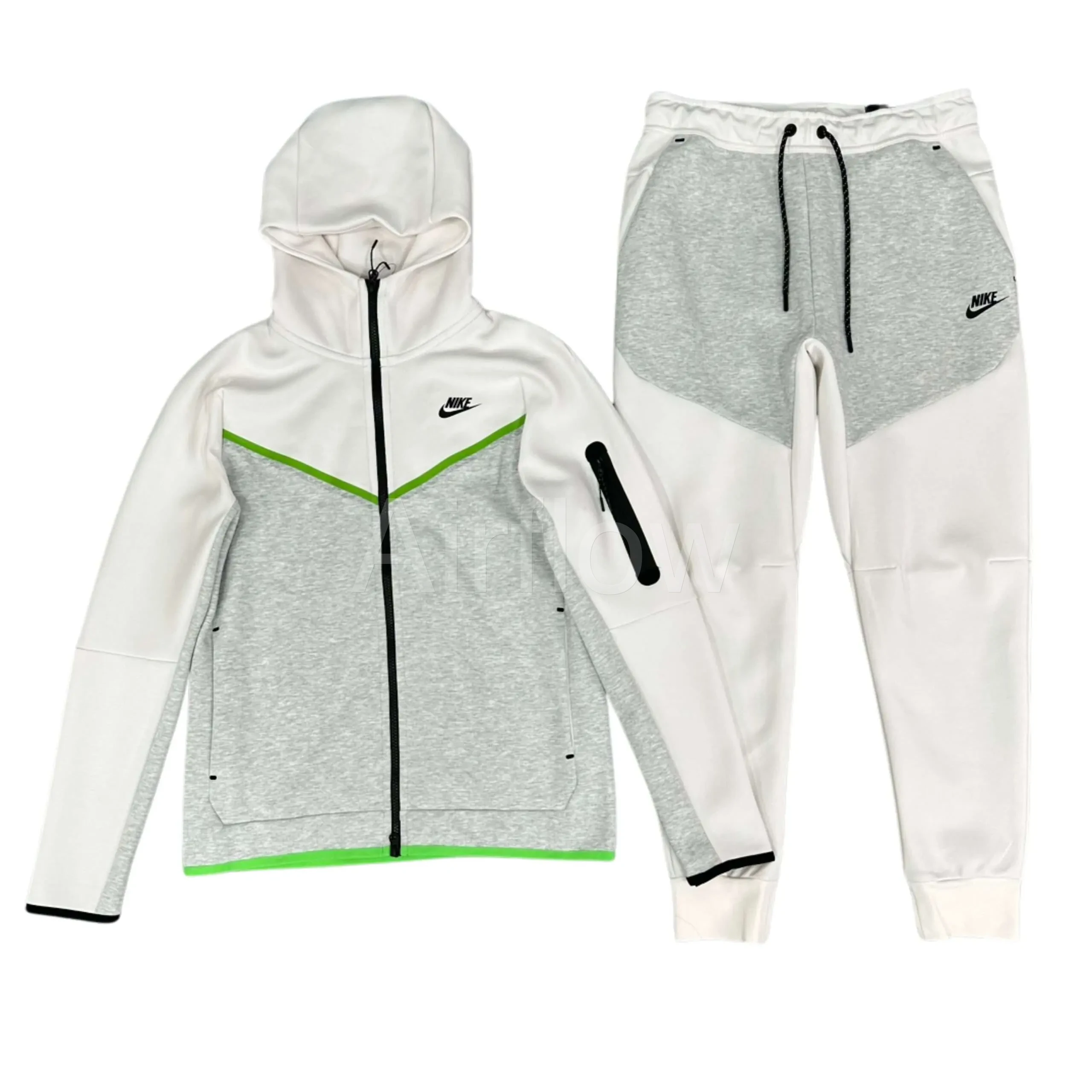Conjunto NIKE TECH Fleece "Blanco Gris" Algodón Real