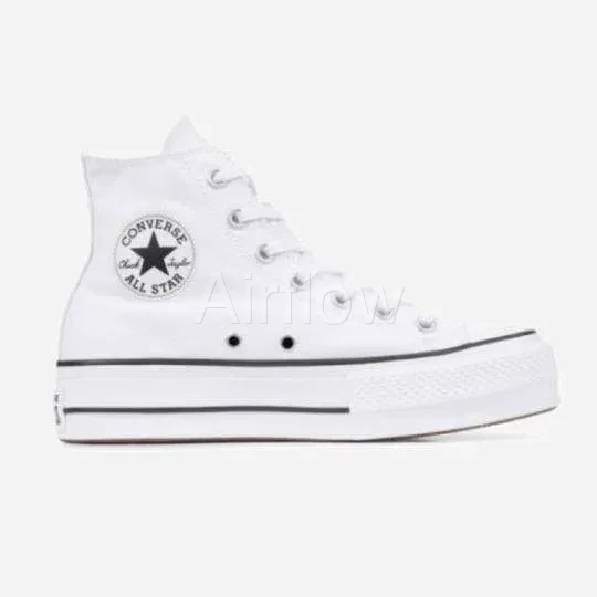 Converse All Star- Blancas Raya Negra Plataforma — vista 2