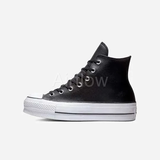 Converse All Star- Platform Leather Negras — vista 2