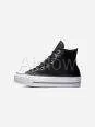 Converse All Star- Platform Leather Negras 4