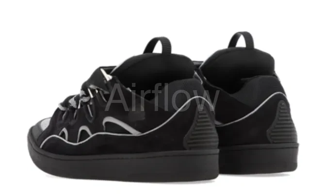Curb Trainers In Black Leather 4