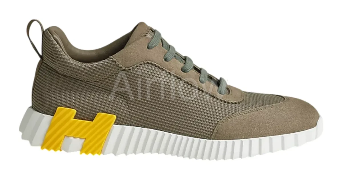 Hermes Bouncing Sneaker "Etoupe/Yellow"