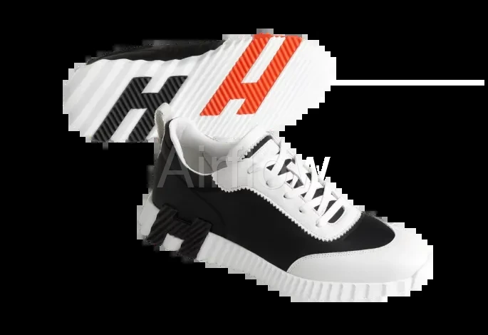 Hermes Bouncing Sneaker Ripstop Fabric "Black White Orange"