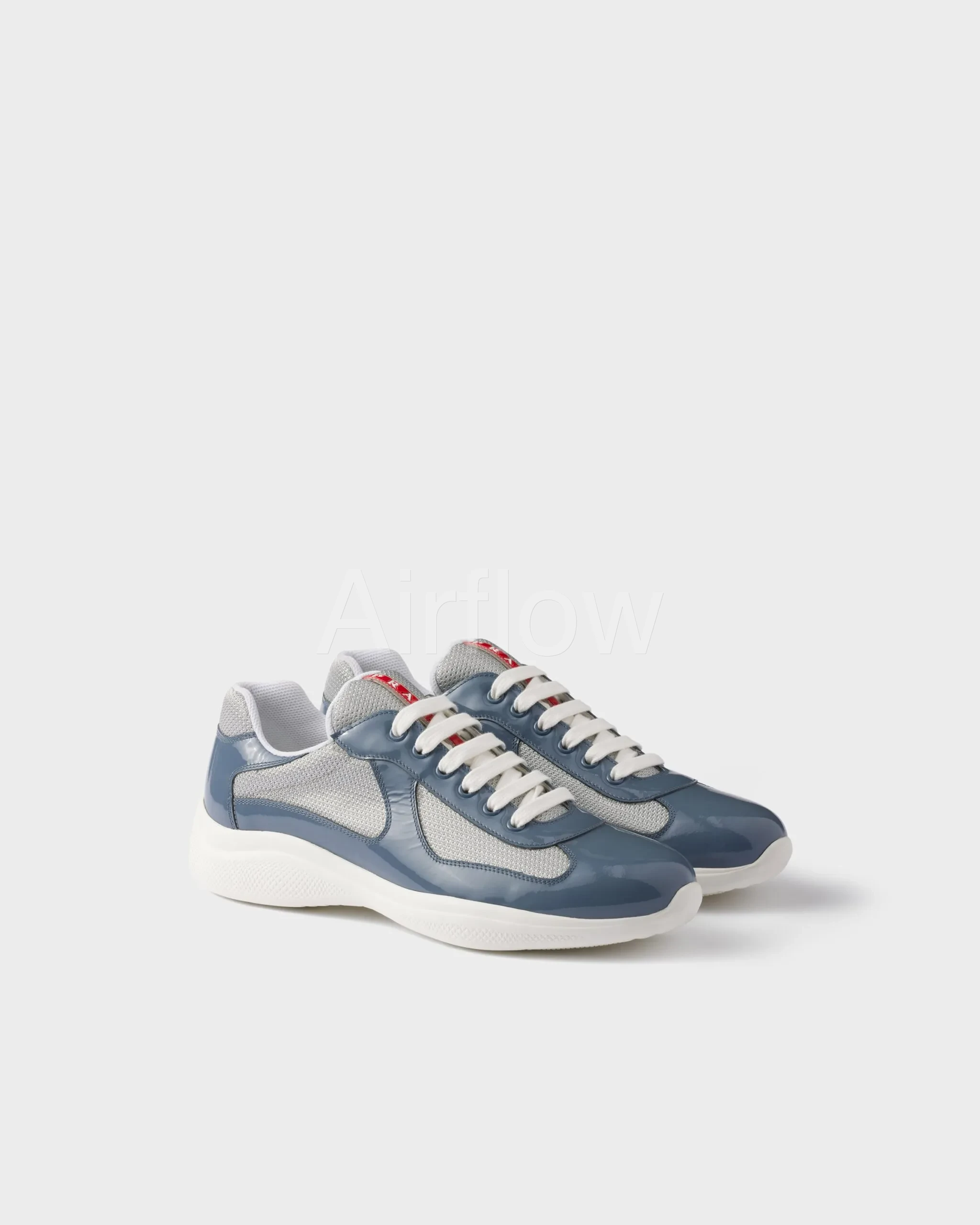Marina Blue/silver Patent Leather And Technical Fabric Prada America's Cup Sneakers | PRADA