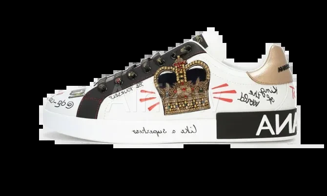 Portofino sneakers in printed nappa calfskin with patch White — vista 2