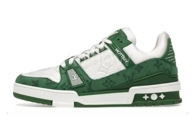 Trainer Green Monogram Denim White — vista 2