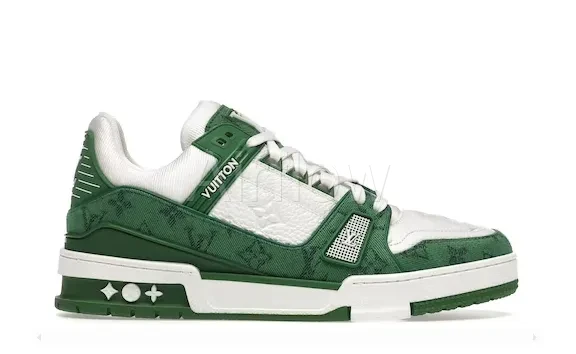 Trainer Green Monogram Denim White 3