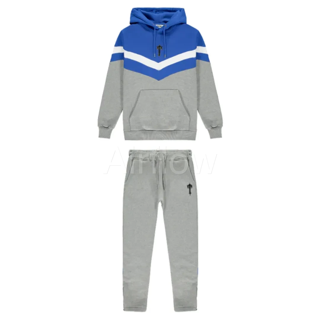 V-Stripe Hooded Blue Tracksuit